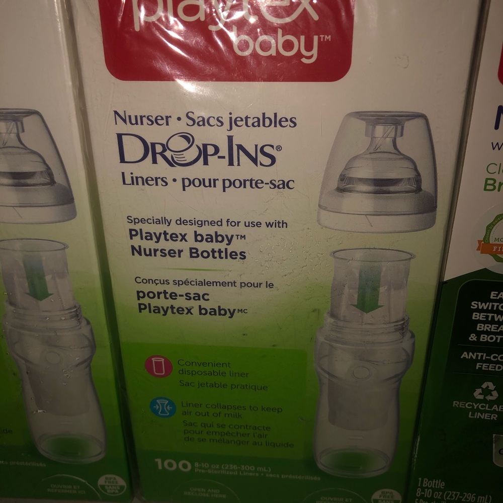 Playtex Baby Bottle with two boxes of 100 liners